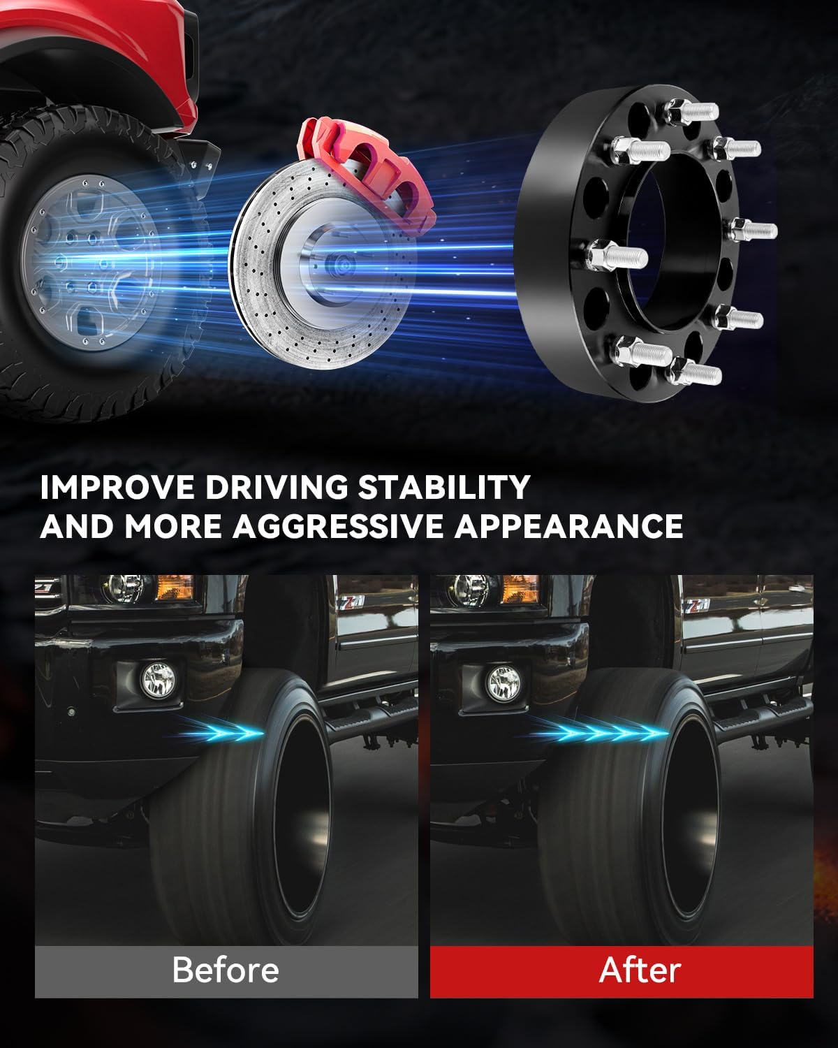 YIZBAP 2PCS 8x200 Hubcentric Wheel Spacers, 2 inch 8x200mm Wheel Spacers 142mm Hub Bore M14x1.5 Thread Pitch for Front Wheels 2005-2025 F350 Super Duty DRW,2019-2023 Ram 3500 Duallly DRW