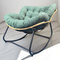 Outdoor Papasan Chair, Oversized Outdoor Rocking Chair with Thick Cushion, Indoor Egg Rocker Lounge Chair, Patio Chairs for Porch Garden Living Room Bedroom (Dark Green)