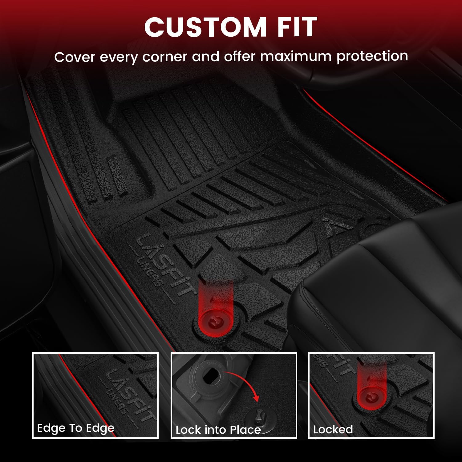 LASFIT Floor Mats & Cargo Liner 2021-2026 & Only 7 Seats (Not for 8/9 Seats) for Chevy Suburban/GMC Yukon XL(Only Yukon XL, Not Fit Yukon)/Cadillac Escalade ESV(Only Escalade ESV, Not Fit Escalade)