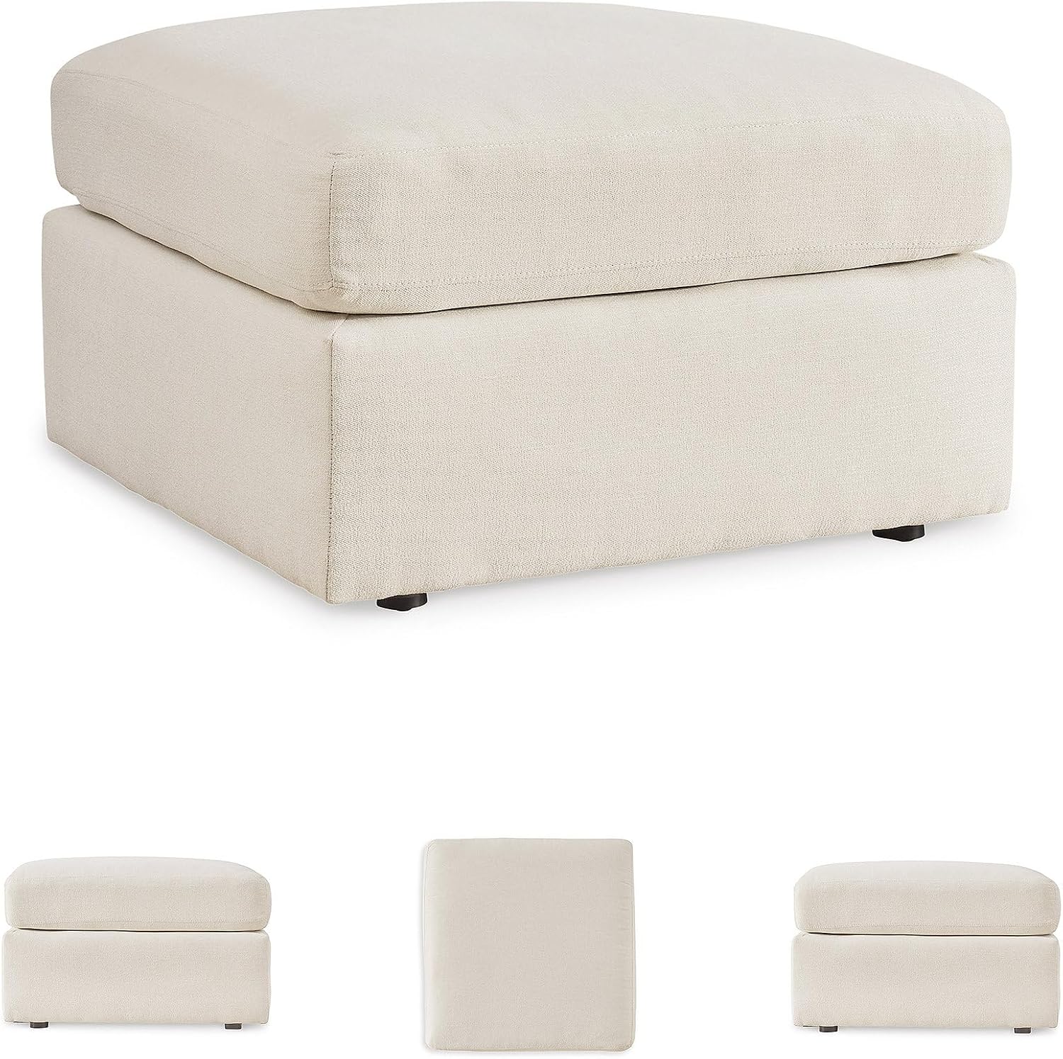 Signature Design by Ashley Modmax Contemporary Stain Resistant Upholstered Oversized Accent Ottoman with Non-Skid Legs, White