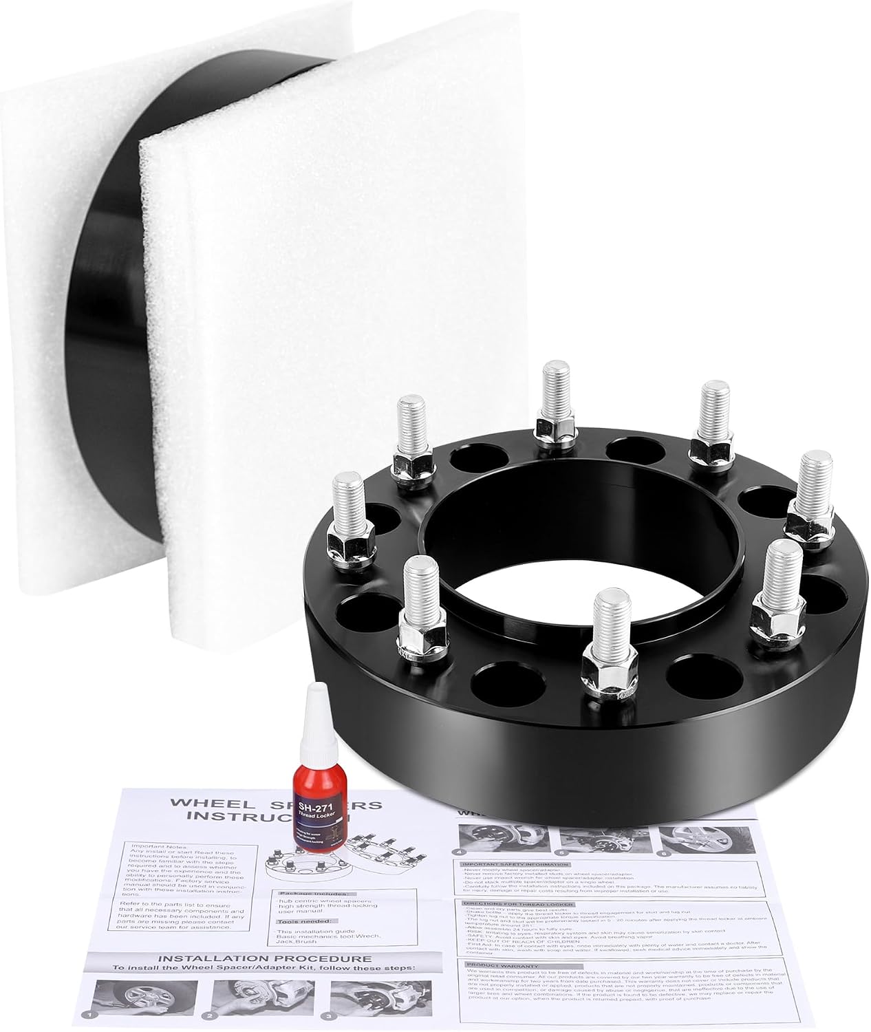 YIZBAP 2PCS 8x200 Hubcentric Wheel Spacers, 2 inch 8x200mm Wheel Spacers 142mm Hub Bore M14x1.5 Thread Pitch for Front Wheels 2005-2025 F350 Super Duty DRW,2019-2023 Ram 3500 Duallly DRW