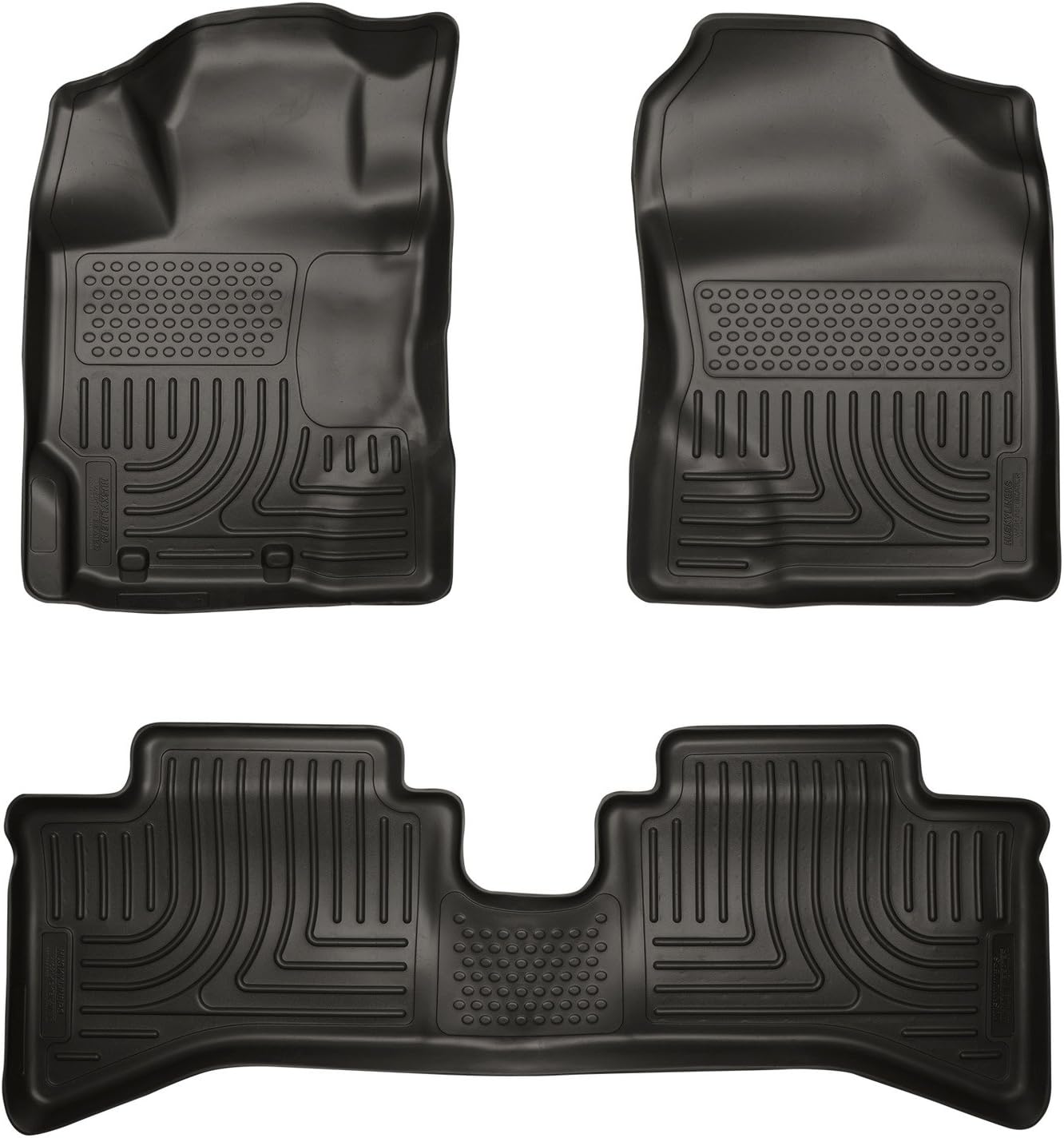 Husky Liners Weatherbeater Floor Mats | Fits 2012-2016 Toyota Prius C | Front & 2nd Row, 3-pc Black - 99501