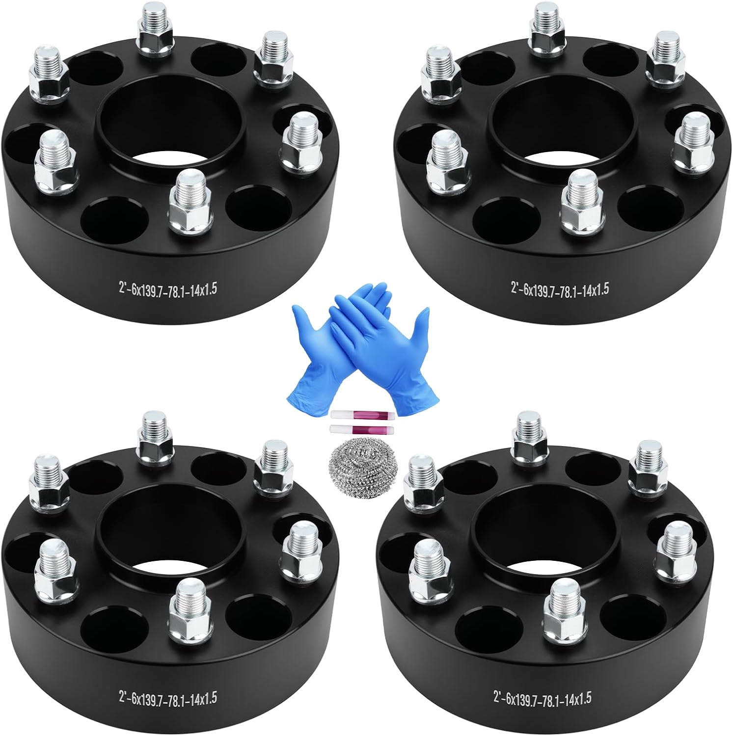 6x5.5 Wheel Spacers 2 inch, Wheel Adapters (6x139.7mm) PCD, 78.1mm Hub Bore, M14x1.5 Studs, Aluminum CNC 4pcs Car Wheel Accessories for Silverado 1500 Tahoe Sierra/Yukon Suburban Escalade