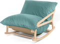 Pillow Saxx Bean Bag Rocking Chair - Elegant Oversized Rocker with Modern Wood Frame, Lush Velvet Turquoise