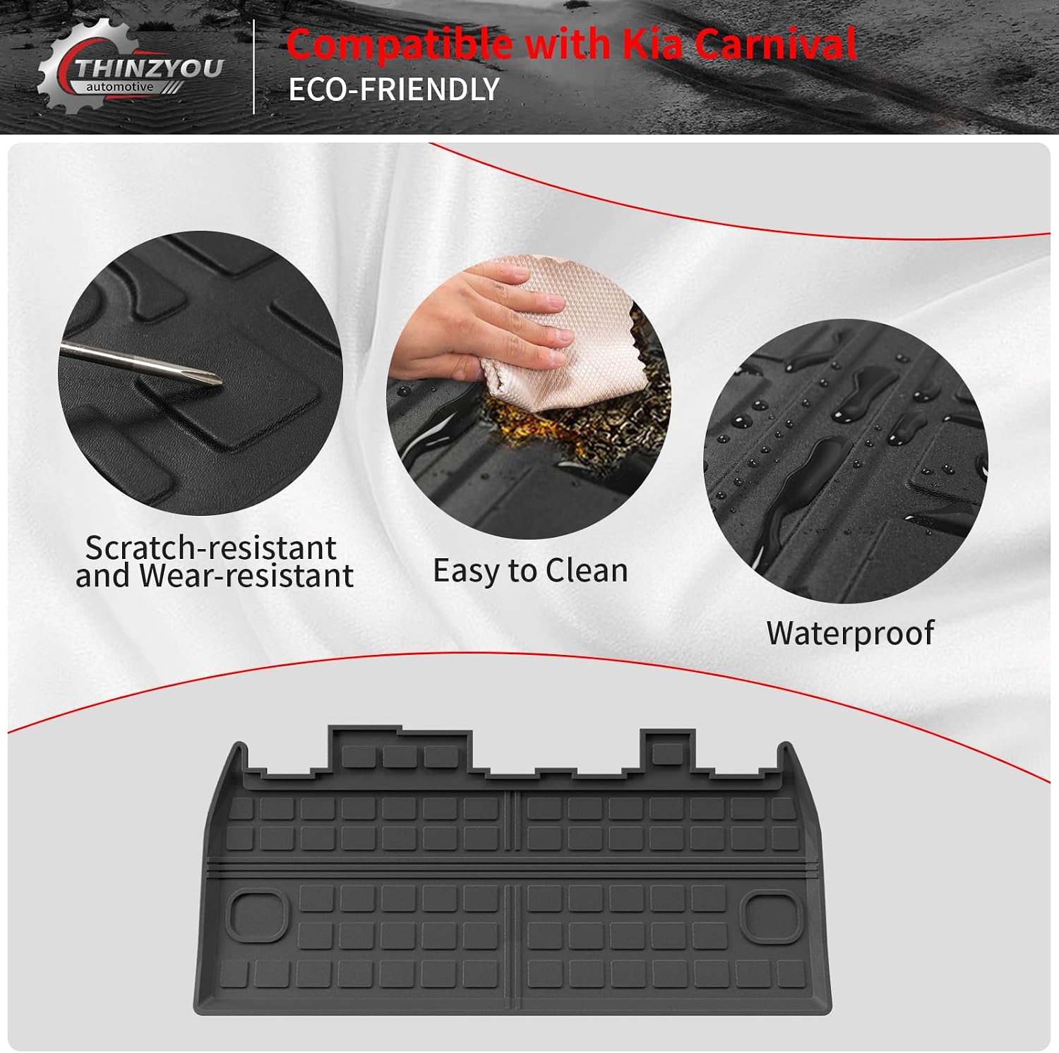 Floor Mats Compatible with 2022-2025 2026 Kia Carnival 8 Seater MPV No Hybrid&Prestige Trunk Liner Cargo Liner Cargo Mat 2024 Carnival Accessories (Floor Mats+Trunk Mat+Backrest Mats)