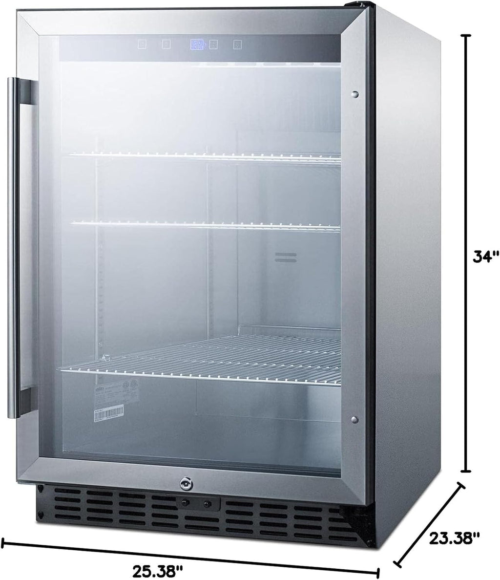 Summit 24' Beverage Center, Outdoor Beverage Refrigerator, 5.0 cu.ft. Capacity, Stainless Steel & Glass- SCR611GLOS