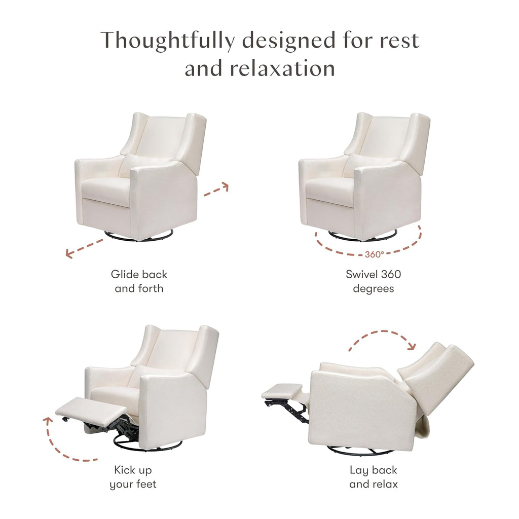Babyletto Kiwi Recliner and Swivel Glider in Performance Cream Eco-Weave, GREENGUARD Gold Certified, Manual Recline, Water Repellant + Stain Resistant Fabrics