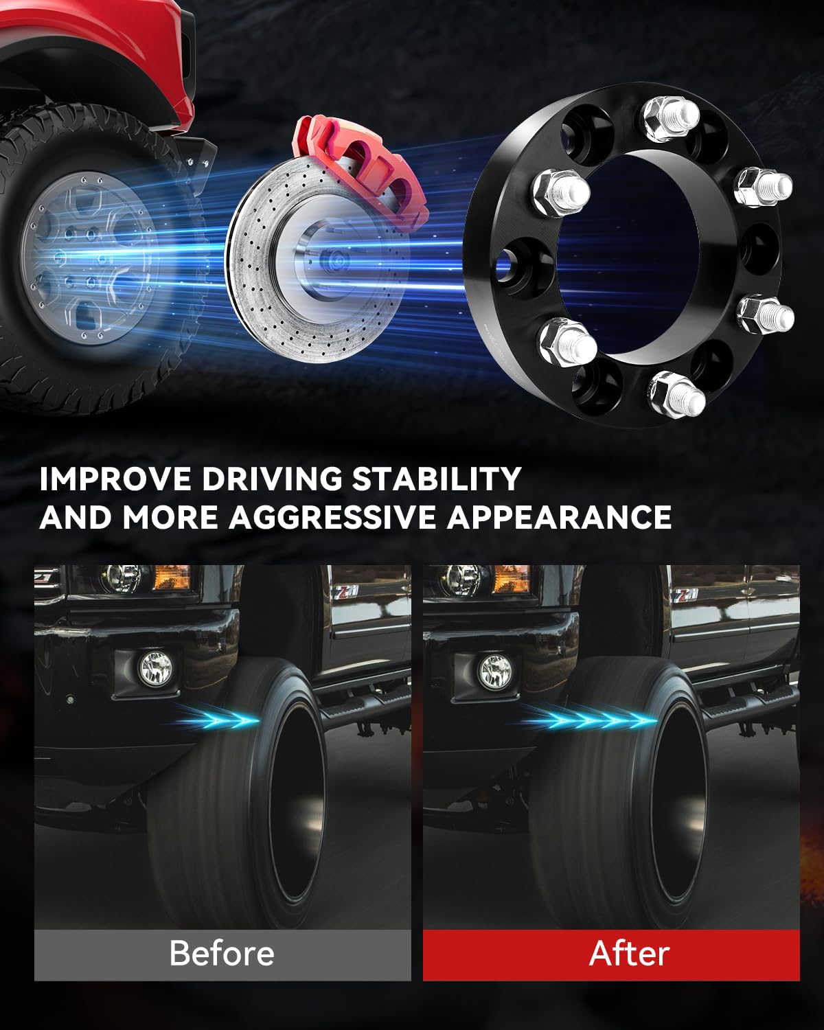 YIZBAP 6x5.5 to 6x135 Wheel Adapters for F150 Wheels on 4Runner Vehicle, 1.5 inch 6x139.7mm to 6x135mm Wheel Adapter 108mm Hub Bore with M14x1.5 Studs