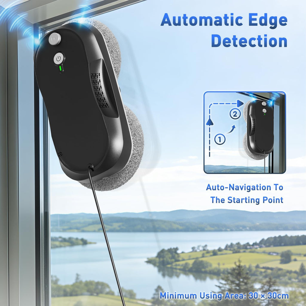 KKI Window Cleaning Robot, Upgrade Window Cleaner Robot, Auto Spray, Max 3200pa,3 Cleaning Modes & Edge Detection, Remote Control for High-Rise Windows, Glass Door,5Sets Cloths