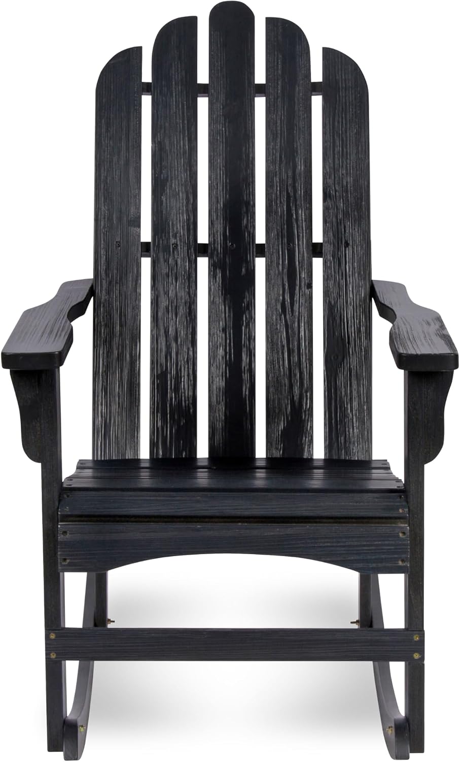 Shine Company Marina Adirondack Porch Rocker, Indoor Outdoor Wood Rocking Chair, Black