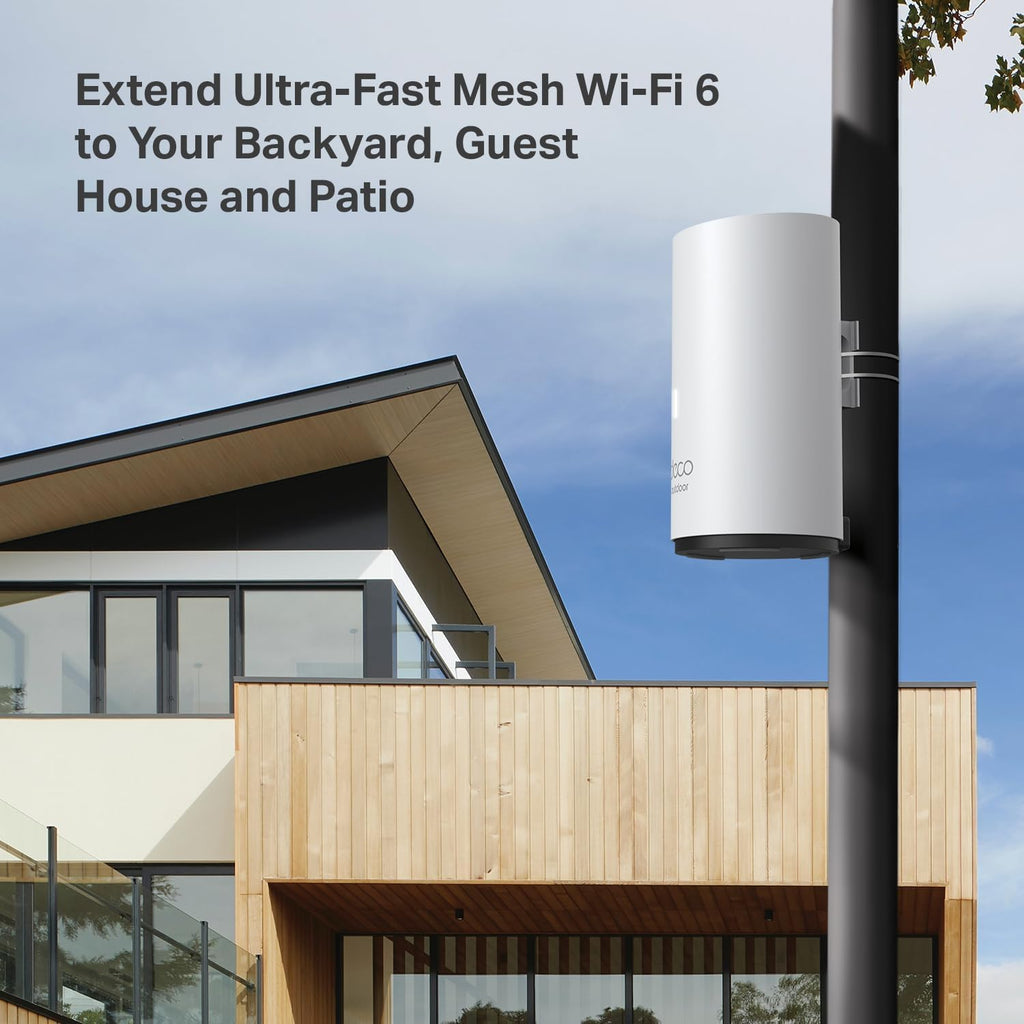 TP-Link Deco Outdoor Mesh WiFi (X50-Outdoor) – AX3000 Dual Band WiFi 6 Mesh, Dual Gigabit Ports, Weatherproof, Works with Deco Mesh, Pole/Wall/Table Mount, 1-Pack