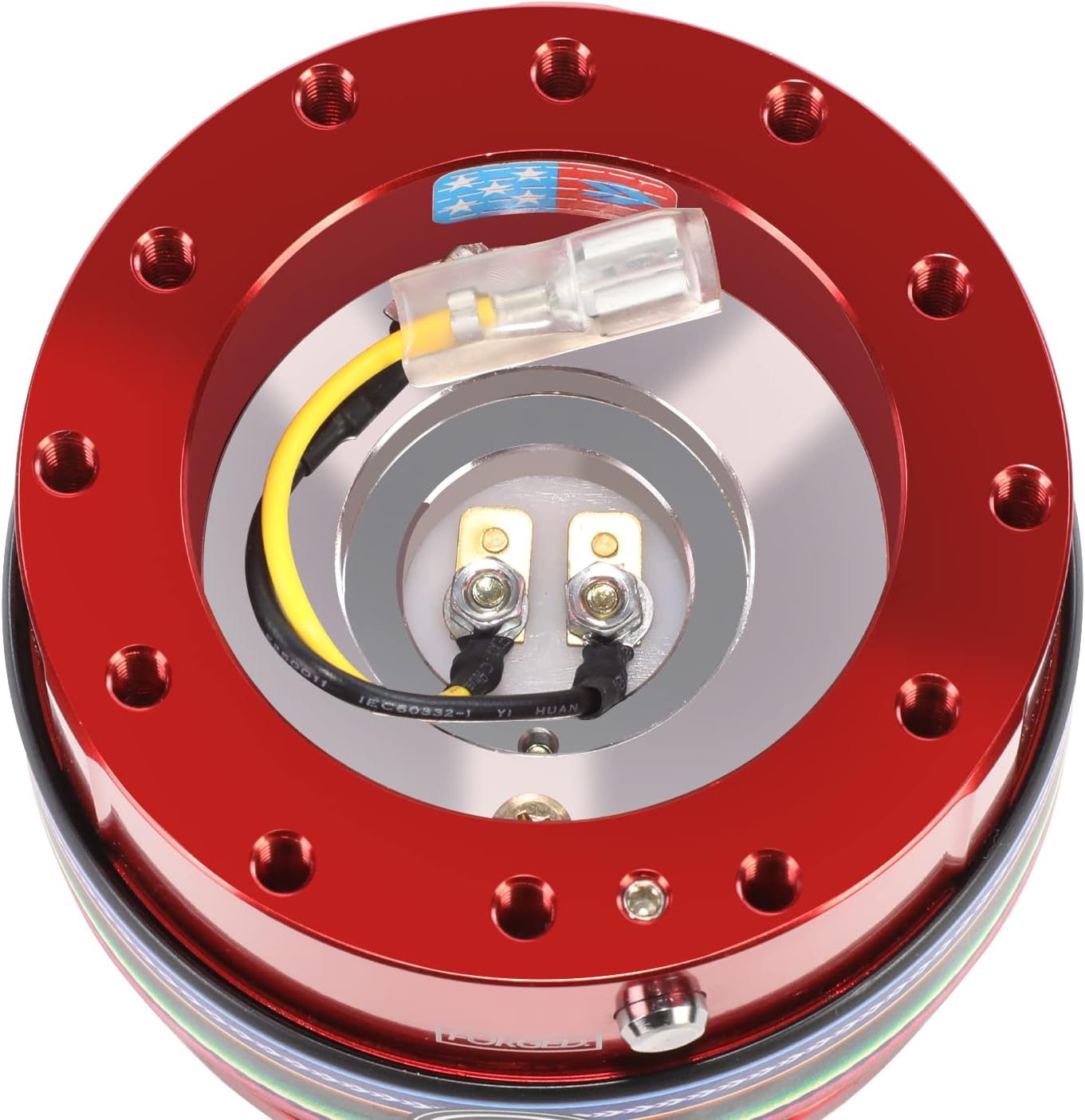 NRG Innovations Gen 2.0 Steering Wheel Quick Release Adapter 6-HOLE with Mounting Bolts, Quick Release - Red Body/Mexicali ring with Prisma Collab, NRG-SRK-200RD-MEXICALI