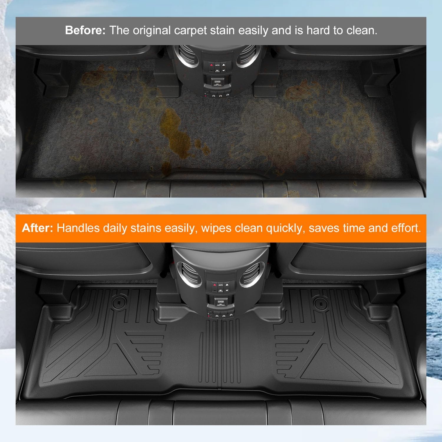 powoq Floor Mats Compatible with 2009-2015 Honda Pilot Cargo Mat Floor Liner Cargo Liner Back Seat Protector Replacement for 2009-2015 Honda Pilot Accessories (Trunk Mat with Backrest Mat+Floor Mats)