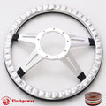 14'' Billet Half Wrap 9 Bolts Steering Wheel with 2'' Dish and Horn Button(Dark Grey)