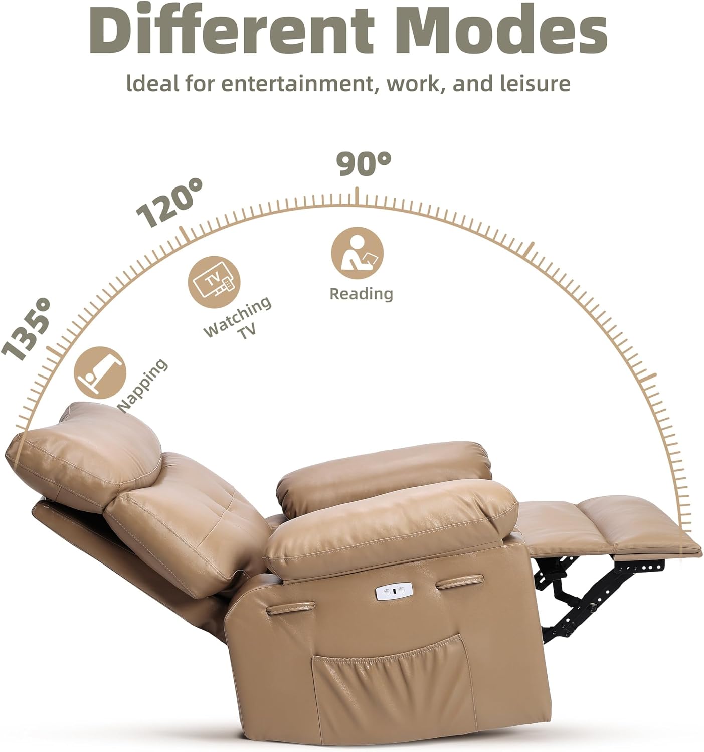 GarveeHome Oversized Power Rocker Swivel Recliner Chair - Heat and Massage, PU Leather Electric Glider Rocking Chair with USB Port, Glider Recliner Nursery Chair for Living Room, Bedroom, Nursery