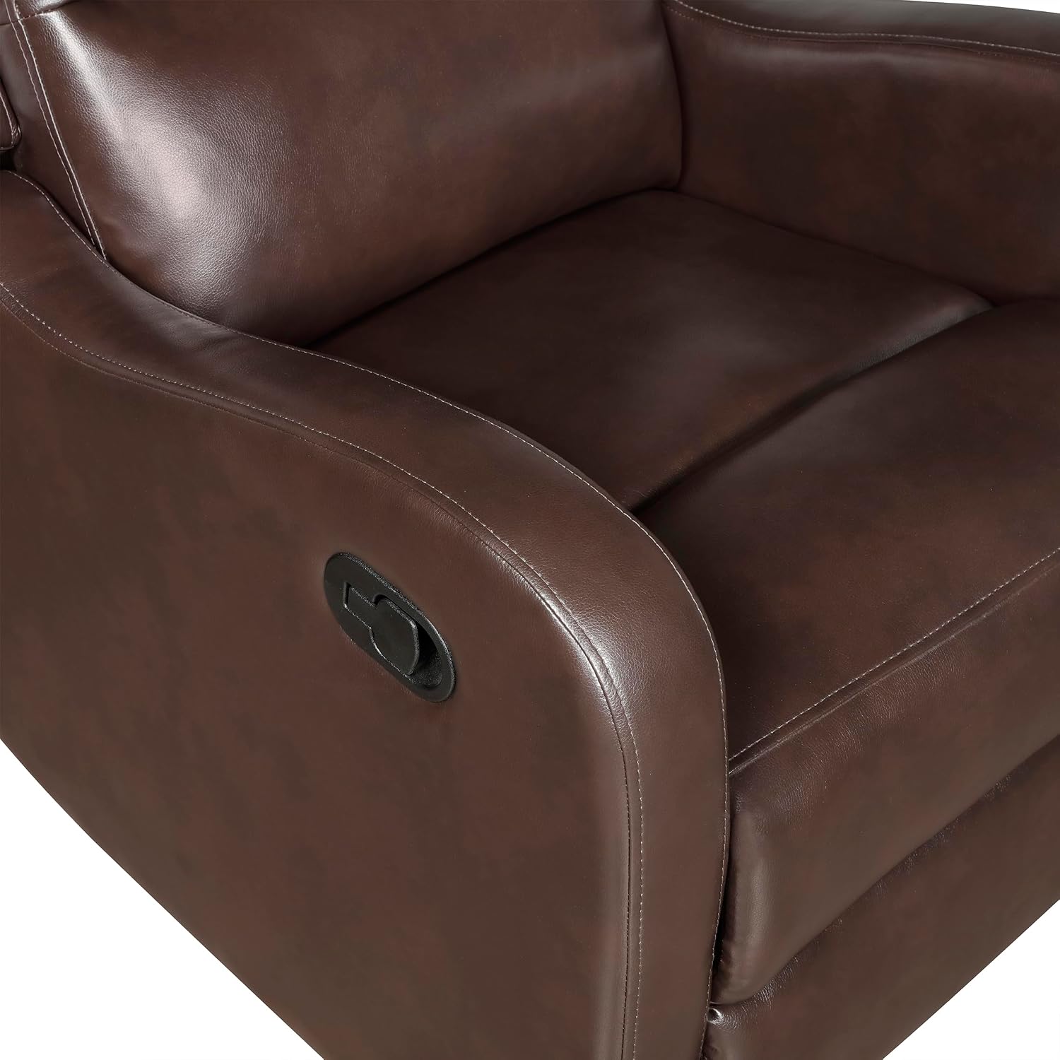 Lexicon Manual Recliner Chair, Reclining Sofa Chair, Home Theater Seating, Wall Hugger, Manual Recliner for Living Room/Office/Apartment, Easy Assembly, Brown Faux Leather