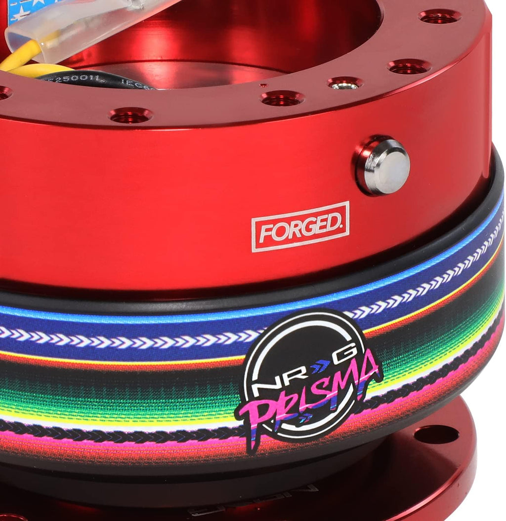 NRG Innovations Gen 2.0 Steering Wheel Quick Release Adapter 6-HOLE with Mounting Bolts, Quick Release - Red Body/Mexicali ring with Prisma Collab, NRG-SRK-200RD-MEXICALI