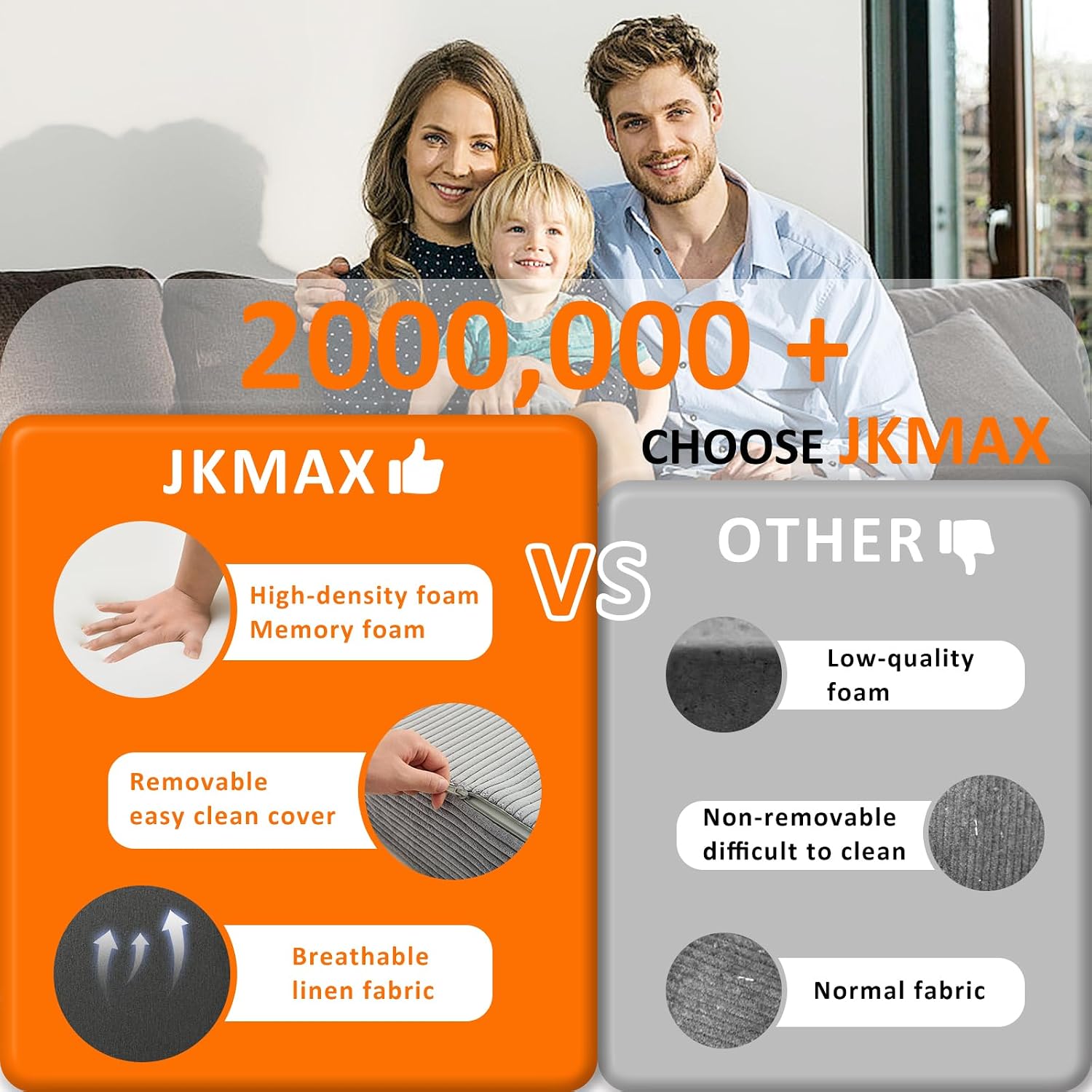 JKMAX Twin Size Folding Sofa Bed - 4 in 1 Convertible Sleeper Chair with Pillow - High Density Memory Foam Futon Couch - Foldable Bed for or Living Room Bedroom (Dark Grey)