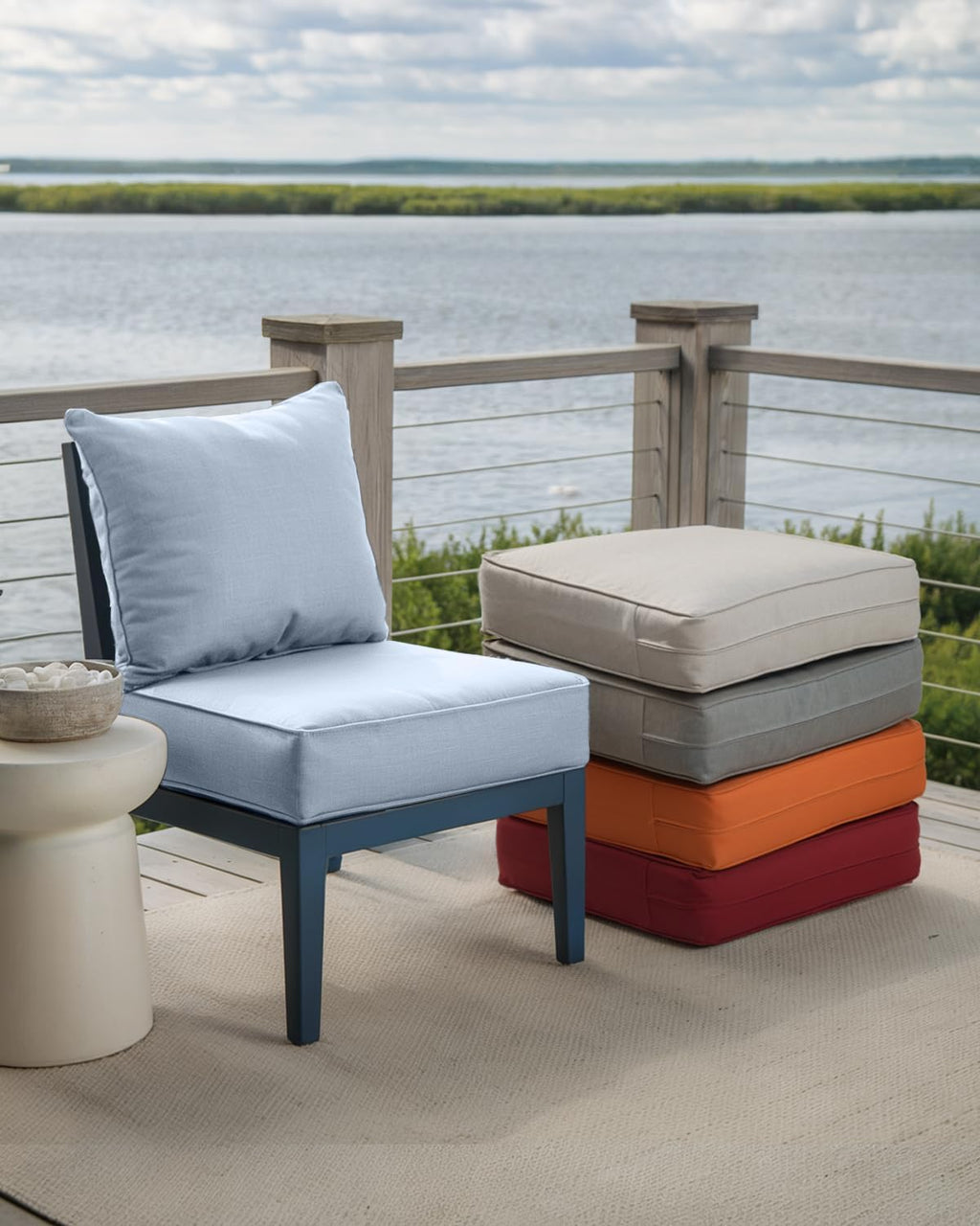 Luxury 24x24x6 Inch Outdoor Cushions - Water&UV&Fade Resistant 1 Set Zippered Patio Chair Cushion for Wicker Dining Rocking Swivel Chairs Loveseat Couch Sectional Sofa - Baby Blue
