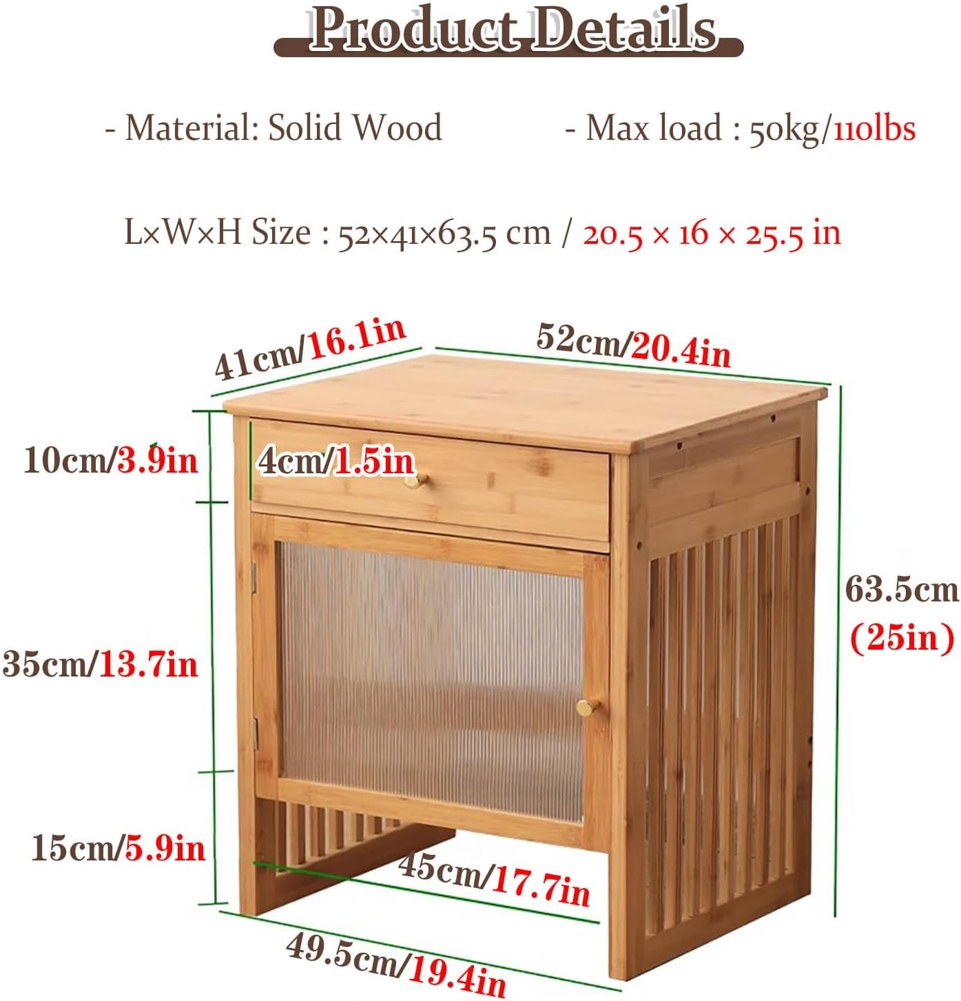 Wood Organizer Stand for Robotic Vacuum Cleaner, Storage Cabinet for Self-Emptying Robot Vacuum and Mop, Sweeping Robot Storage Rack with Storage Cabinet（A-52x41x63.5cm/20.5x16x25.5in）