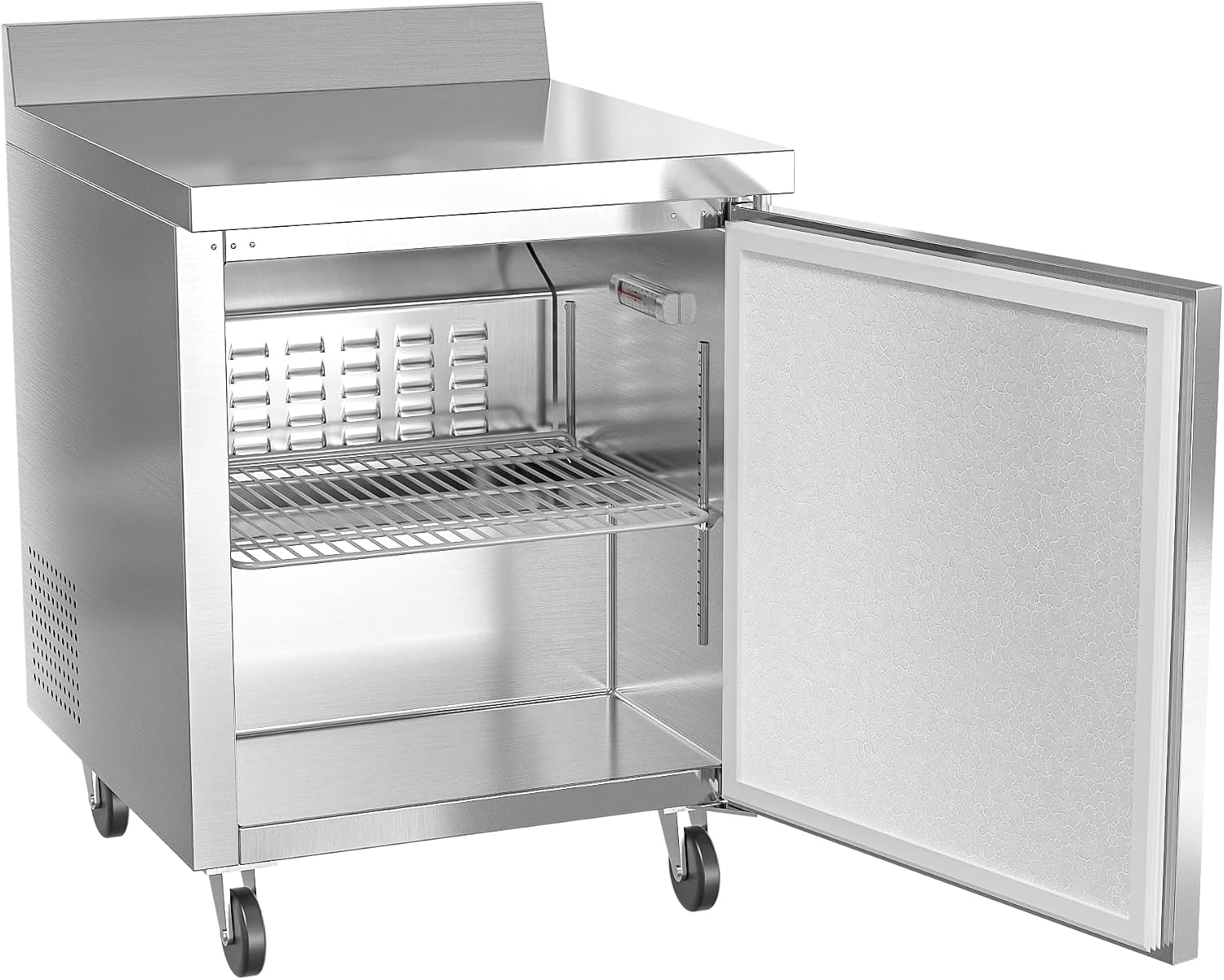 KoolMore 27' Stainless Steel Worktop Commercial Freezer with 3 1/2' Backsplash - 6.3 cu.ft