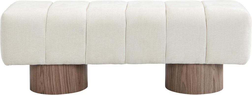Christopher Knight Home Manila 50' Chenille Fabric Dining Bench for 2 People, Upholstery Ottoman Bench, End of Bed Footstool, Living Room Sofa Extra Seat/Footrest, No Assembly Needed, Light Beige