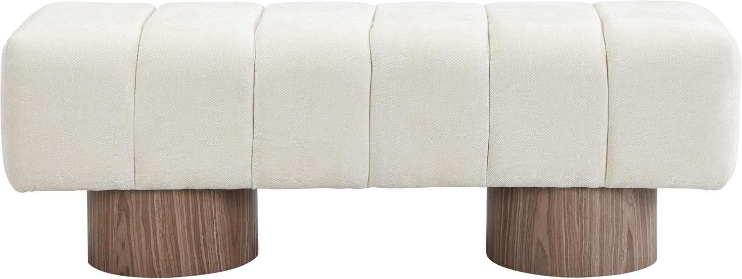 Christopher Knight Home Manila 50' Chenille Fabric Dining Bench for 2 People, Upholstery Ottoman Bench, End of Bed Footstool, Living Room Sofa Extra Seat/Footrest, No Assembly Needed, Light Beige