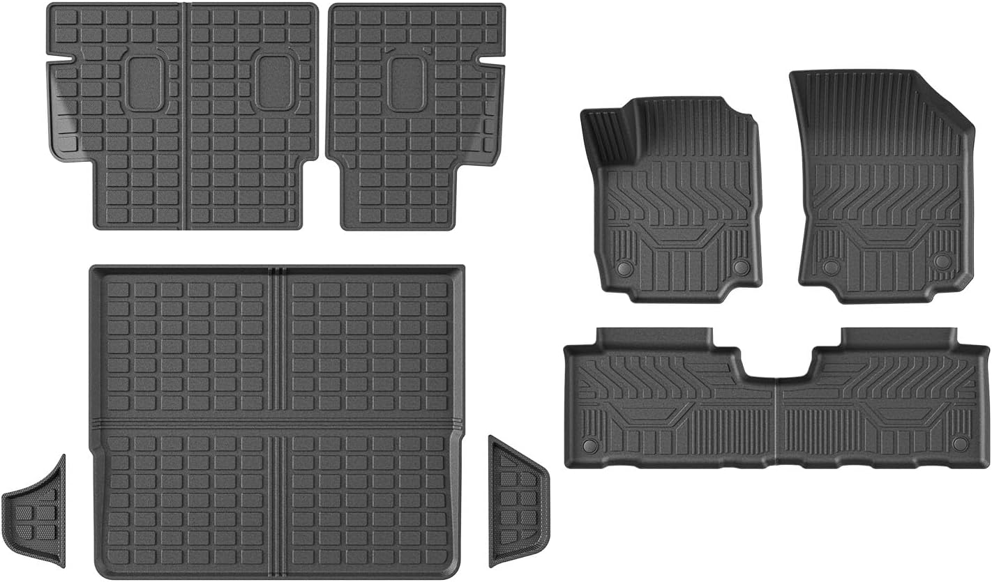 powoq Floor Mats Compatible with 2018-2024 Chevy Equinox/GMC Terrain Floor Mat Backrest Mats Replacement for Chevrolet Equinox GMC Terrain Accessories (Update Rear Trunk Mat+Backrest Mat+Floor Mat)