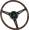 15' Classic 9 bolts Steering Wheel Black Anodized Spoke 9 Rivets with Horn Button