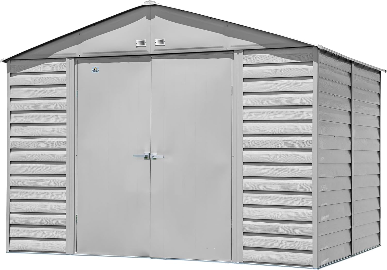 Arrow Select 10' x 8' Outdoor Lockable Steel Storage Shed Building, Flute Grey