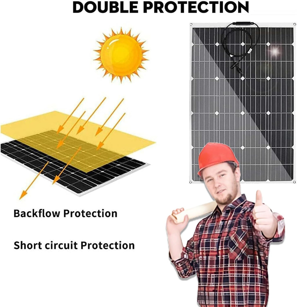 1000W Ethylene Tetrafluoroethylene Solar Panel 18V Monocrystalline Flexible Solar Panel Kit Complete Solar Car RV Battery Charger Solar Cells (2000w)