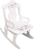 My Bambino Personalized White Puzzler Rocking Chair with Aqua Butterflies Design | Baby Shower & Birthday Gift