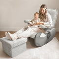 MAMAZING Lullabud Nursery Rocking Chair Glider with Ottoman for Breastfeeding, Upholstered Nursing Chair with Removable Cover Reading Chair for Bedroom, Living Room(Light Grey/Light Grey)