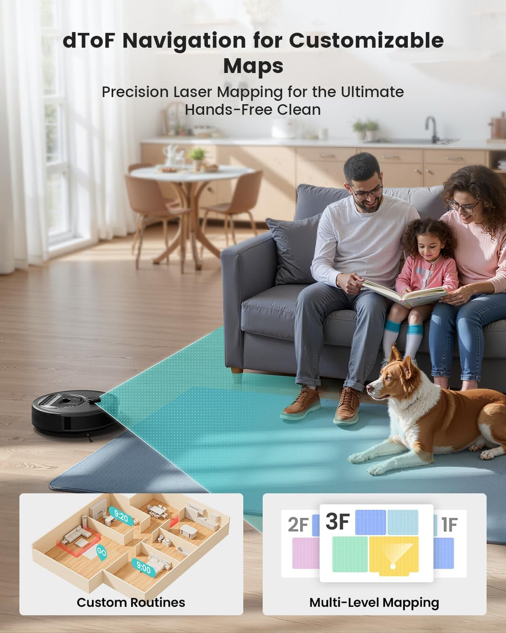 Lefant M330 Pro LiDAR Robot Vacuum and Mop with 2Packs Washable Authentic Replacement Mop Pads