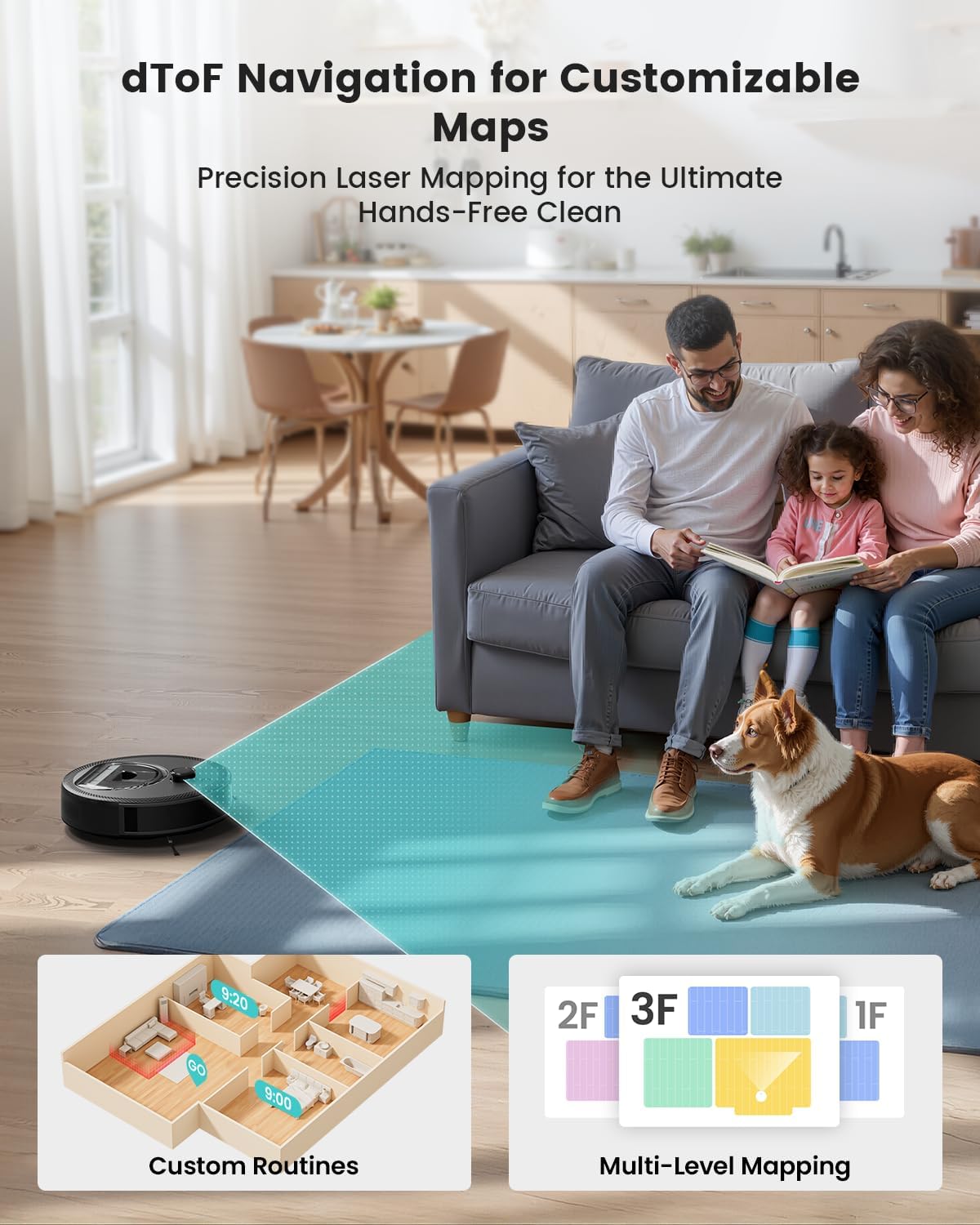 Lefant M330 Pro LiDAR Robot Vacuum and Mop with 2Packs Washable Authentic Replacement Mop Pads