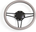 14'' Billet Half Wrap 9 Bolts Steering Wheel with 2'' Dish and Horn Button(Light Grey)