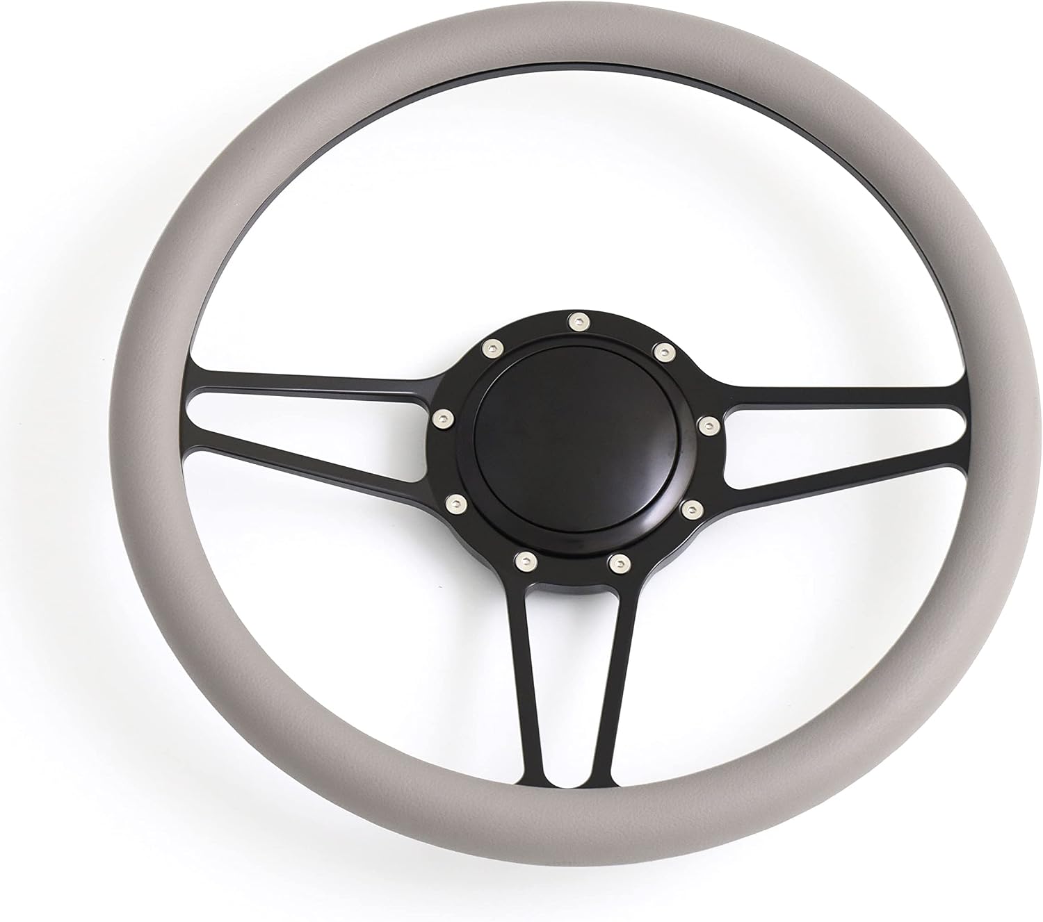 14'' Billet Half Wrap 9 Bolts Steering Wheel with 2'' Dish and Horn Button(Light Grey)