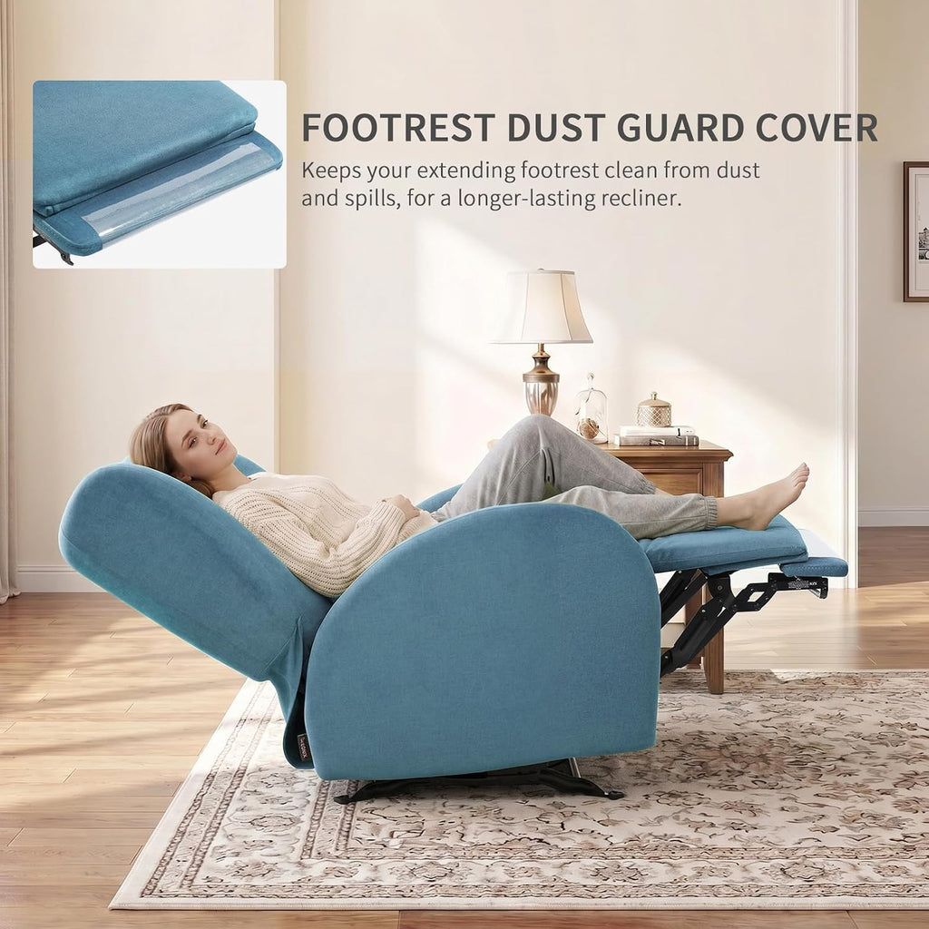 EONIX Stylish Power Glider Rocker Recliner Chair, Dual Motor Independently Controlled Footrest and Backrest, Detachable Headrest, Lazy Boy Recliner Chair for Living Room, SXXY010041, Teal Blue