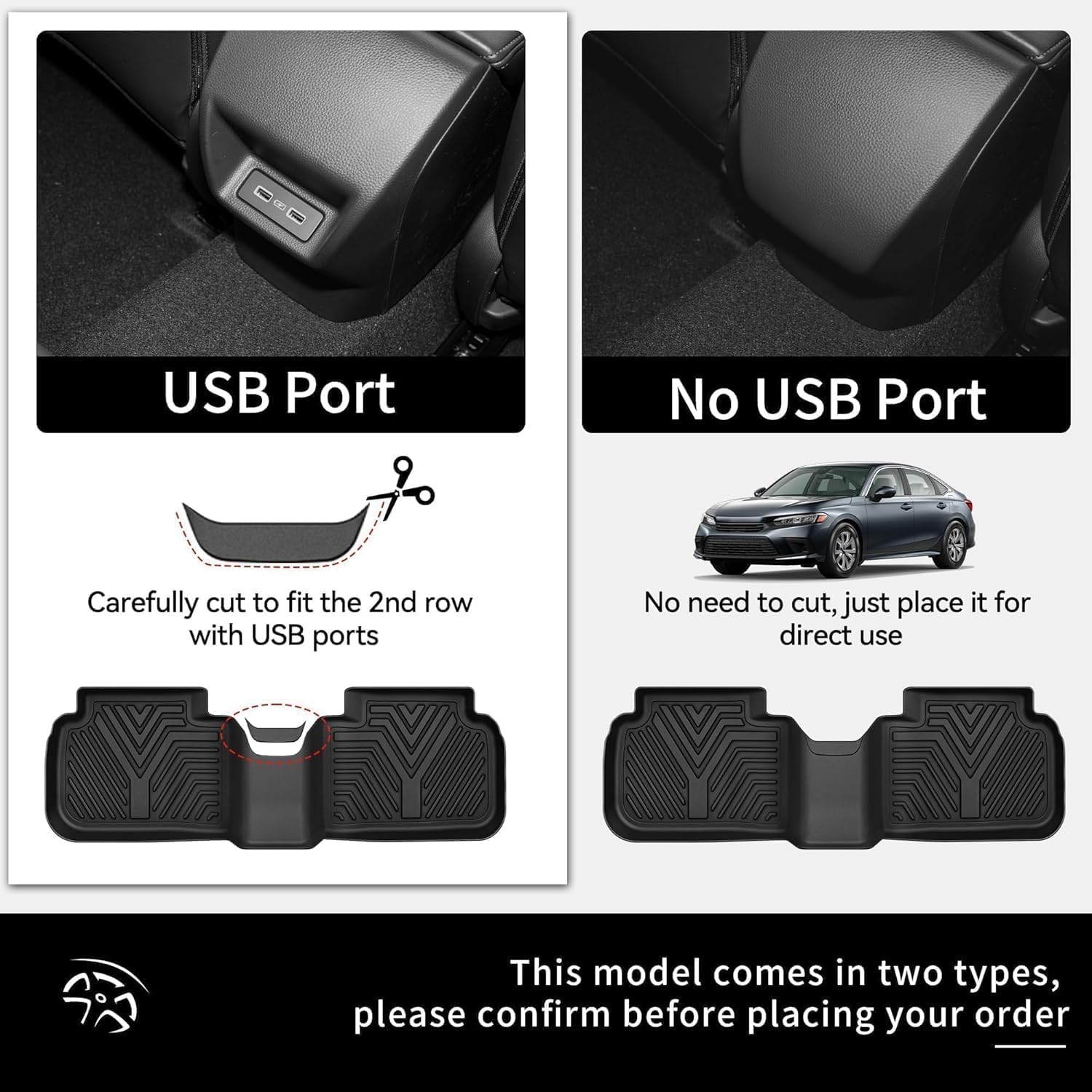 YITAMOTOR Floor Mats &Trunk Mat Fit for 2022-2026 Honda Civic Sedan (Not for Hatchback) / 2023-2026 Acura Integra TPE All Weather Custom Fit Car Liners Accessories, 1st & 2nd Row & Cargo Liner