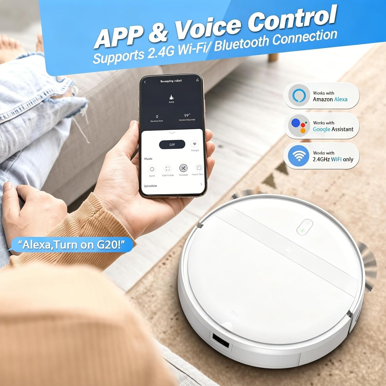 Kilgone Robot Vacuum and Mop Combo - Tangle-Free Powerful Suction, App Scheduling, Long Runtime