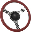 14'' Billet Banjo Half Wrap Steering Wheel with 9 Bolts 2'' Dish and Horn Button(Burgundy)