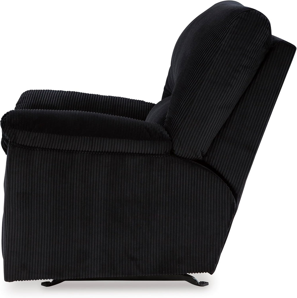 Signature Design by Ashley SimpleJoy Casual Manual Rocker Recliner with Pillow-Top Arms, Black