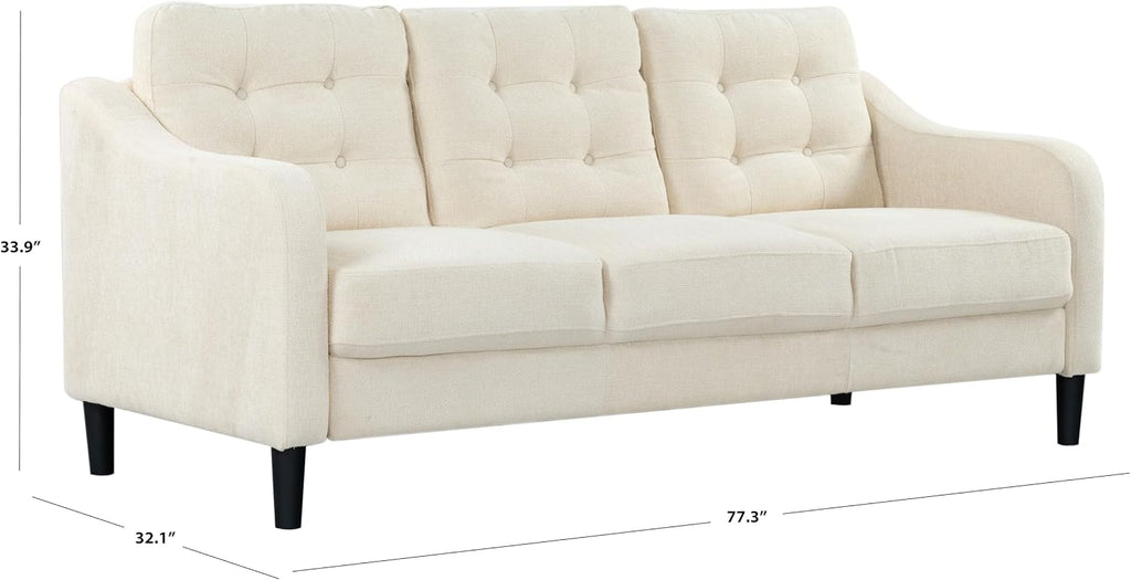 SAFAVIEH Couture Furniture Collection Nathaniel Cream Tufted 3-Seater Sofa
