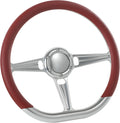 14' Satin Billet Steering Wheel with Half Wrap and Horn Button (Burgundy)