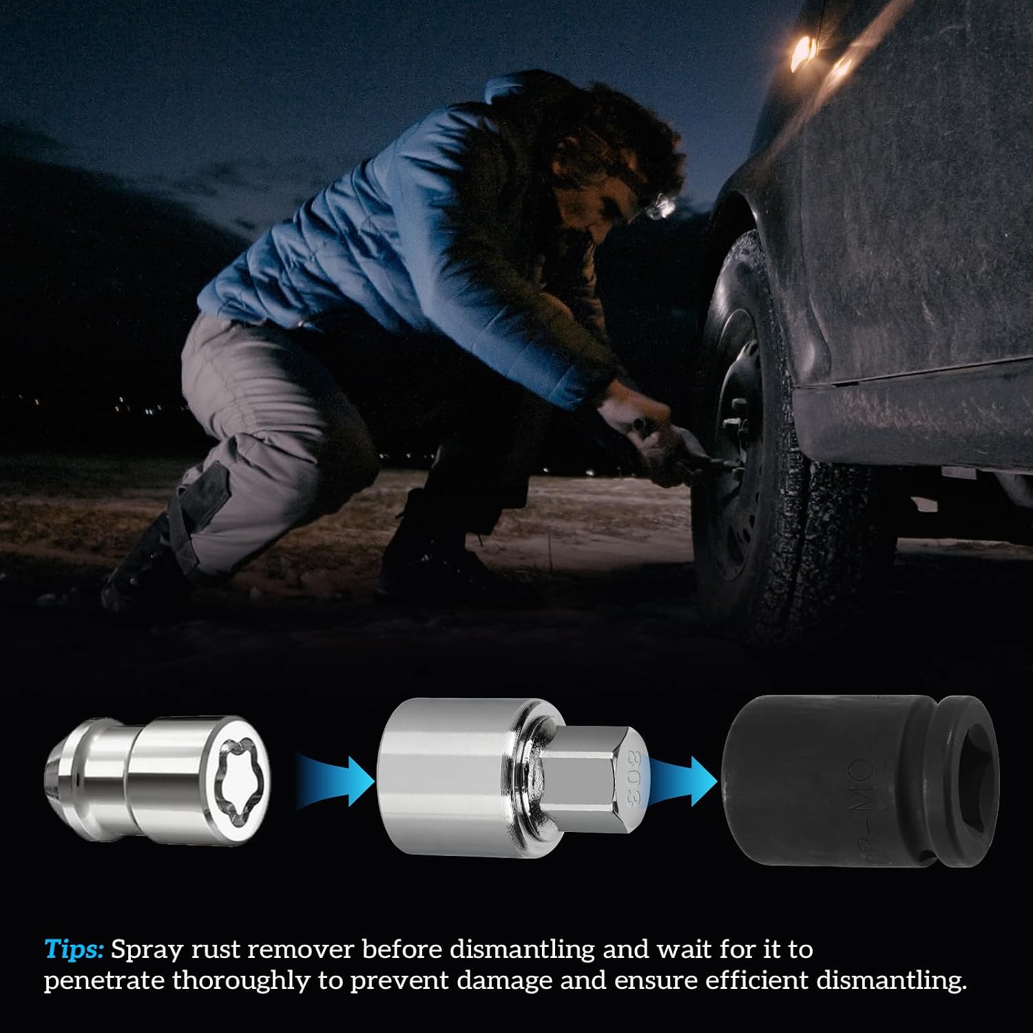 Lug Nut Key Compatible with Jeep,801 to 808 Wheel Lock Key | Wheel Lock Key Master Set for Jeep Renegade,Wrangler, Cherokee and Dodge Jouney 2016 -2020), Easy Removal Locking socket