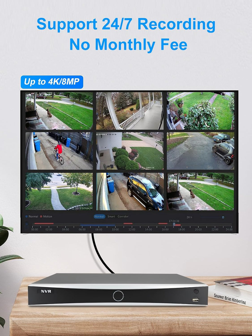 Anpviz 12MP 32CH PoE NVR, 16 Ports H.265+ Network Video Recorder, Supports 12MP PoE IP Cameras, 2 SATA up to 32TB HDD (No HDD), 24/7 Recording for Home Security Camera System NVR7632K2-16P (H Series)