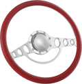 15.5'' Billet Half Wrap 9 Bolts Steering Wheel with 2'' Dish and Horn Button(Red)