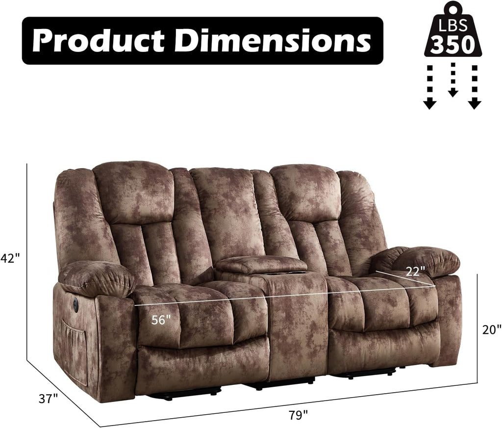CANMOV Power Loveseat Recliner, Power Lift Recliner Sofa for Living Room, Electric Reclining Loveseat with Storage Console,Hidden Cup Holders, 2 Seat,Brown