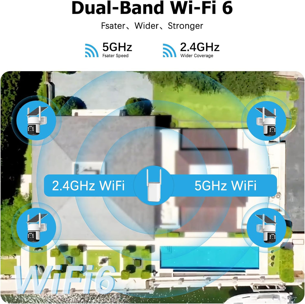 Solar Security Cameras Wireless Outdoor, 4 Cam-Kit, 4MP Home Security System with Color Night Vision, 2.4G & 5G WiFi, 360° Pan & Tilt, 32GB Local Storage, No Subscription, Motion Detection, Spotlight