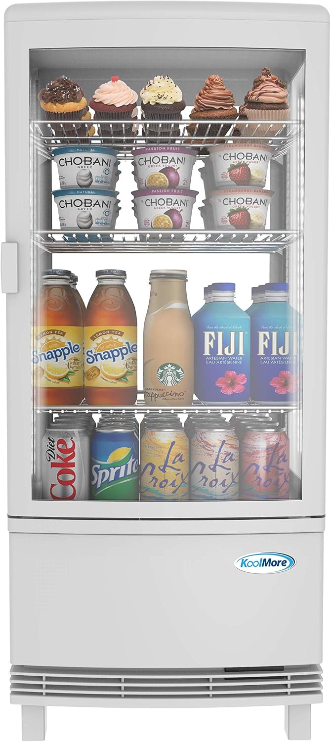 KoolMore Countertop Display Refrigerator - Commercial Beverage Cooler with LED lighting - 3 cu. ft Capacity